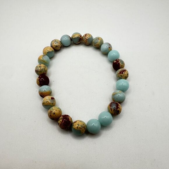 Stunning 8mm Blue Imperial Jasper, stretchy bracelet! - Picture 1 of 11